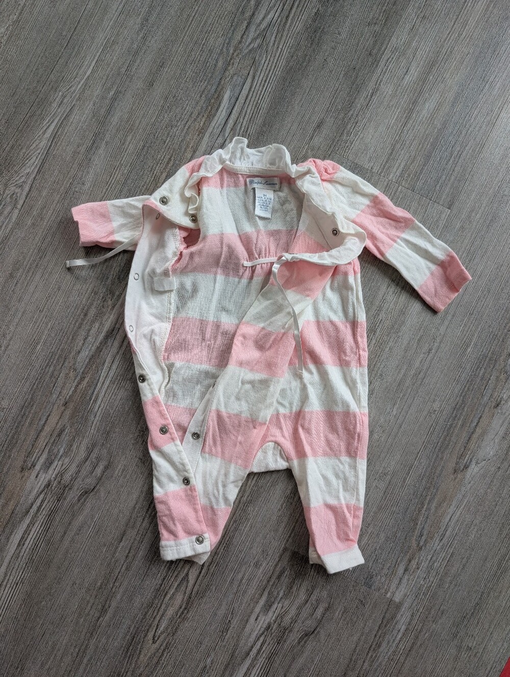 Vintage Ralph Lauren Pink and White Striped Onsie
